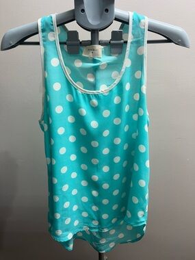 Everly Turquoise and White Polka Dot Sleeveless Tank